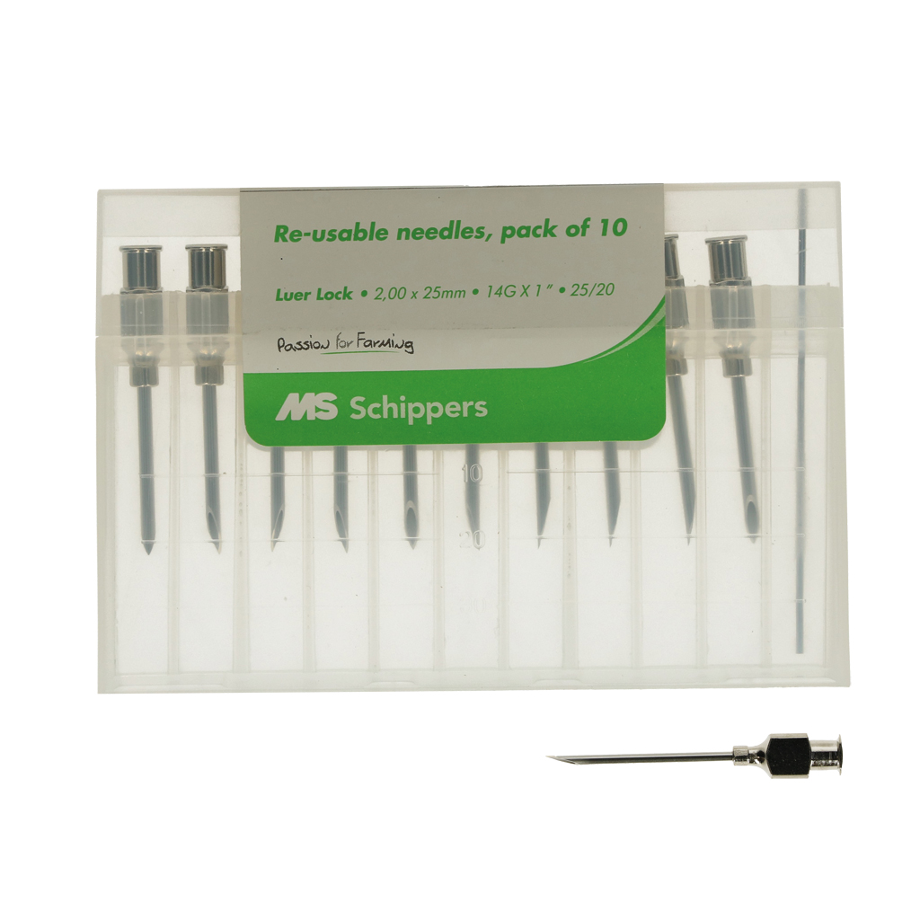 MS Aiguilles réutilisables 2,0 x 25 mm (14G x 1) luer lock, p/10