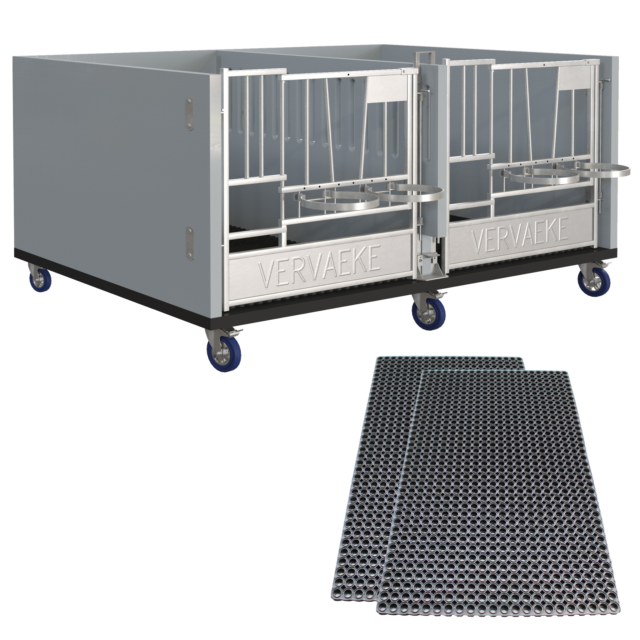 Vervaeke Mobibox XL + rubber mat, double - Calf boxes