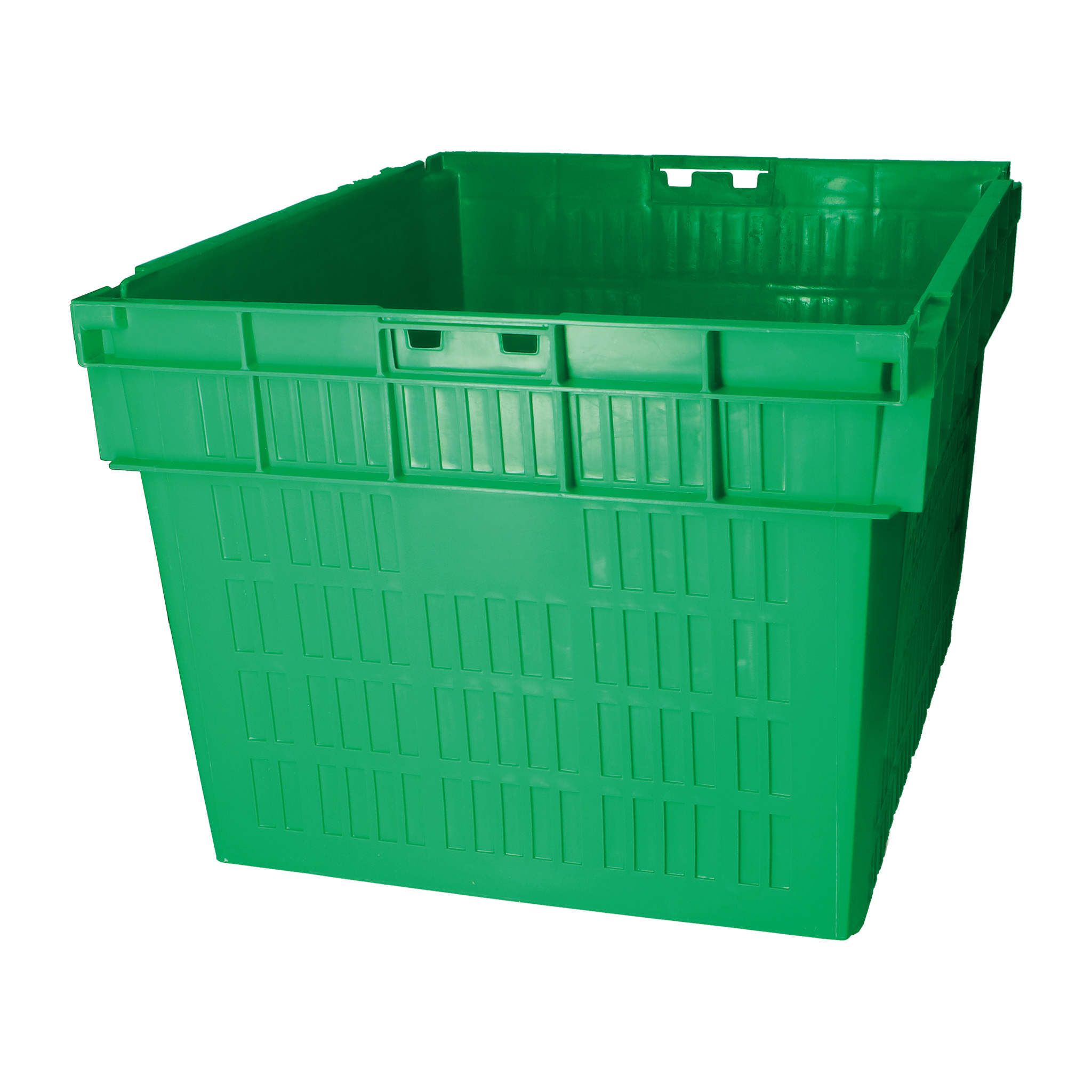 Open-top plastic piglet transport box with enclosed side walls
