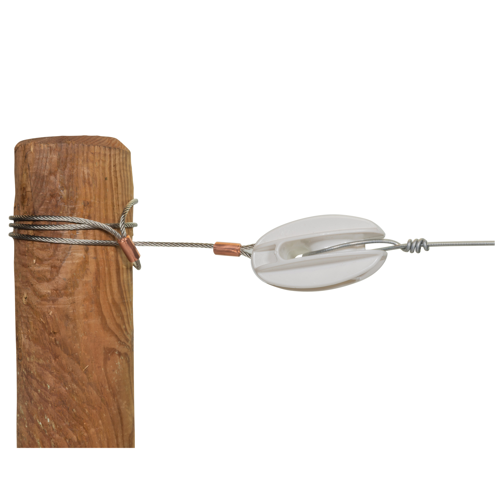 Gallagher Hoekisolator versterkt wit met RVS kabel, p/5
