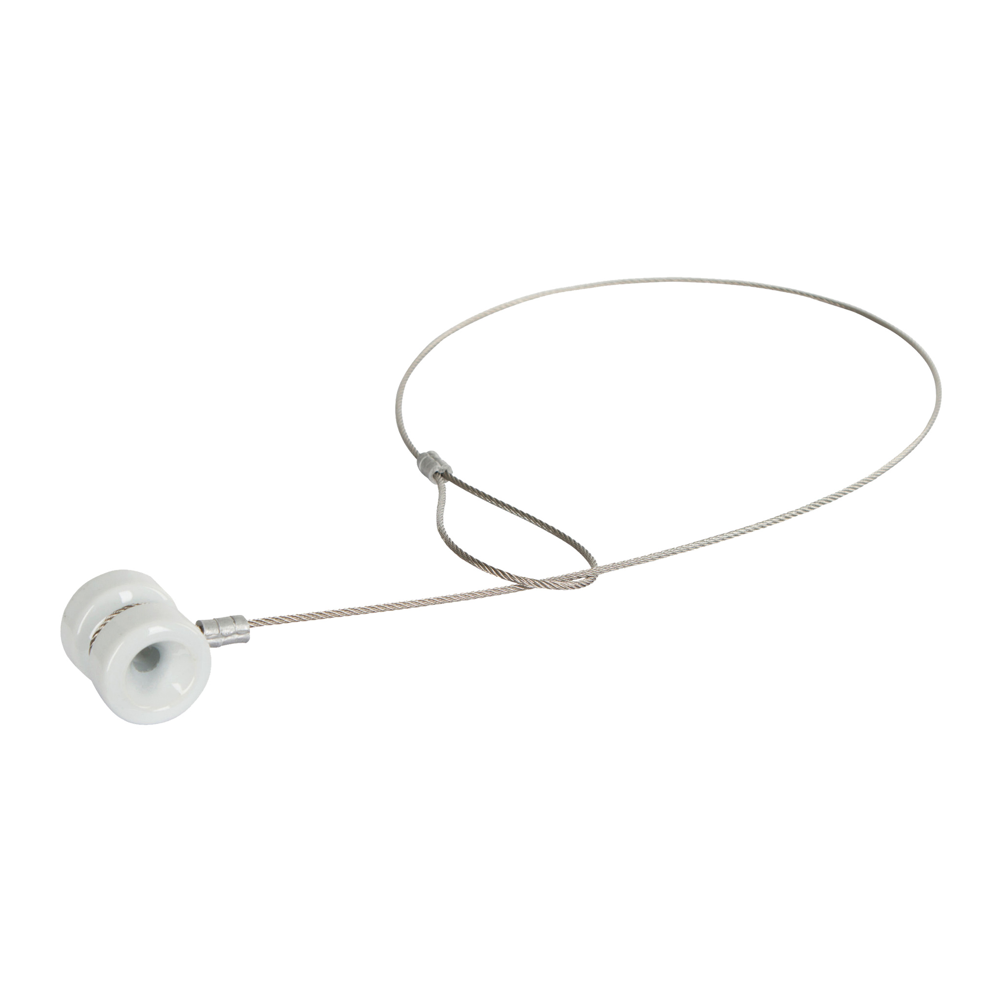 Hoekisolator schrikdraad porcelein met kabel, p/3