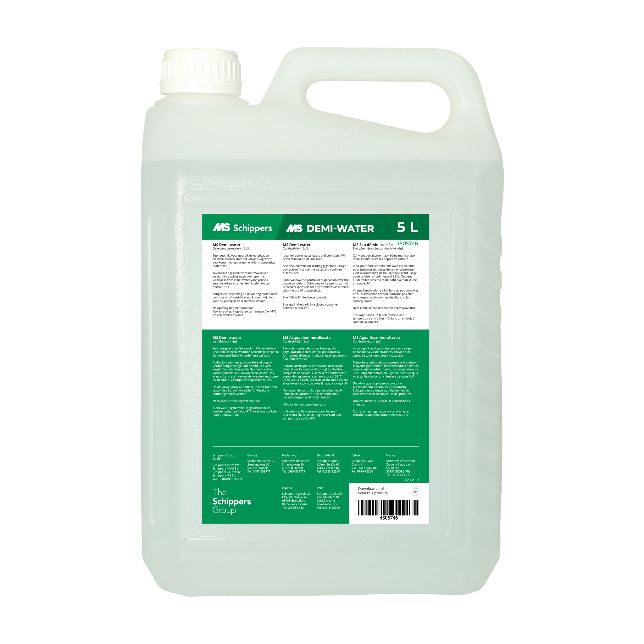 MS Demineralized water, 5 L - Semen processing