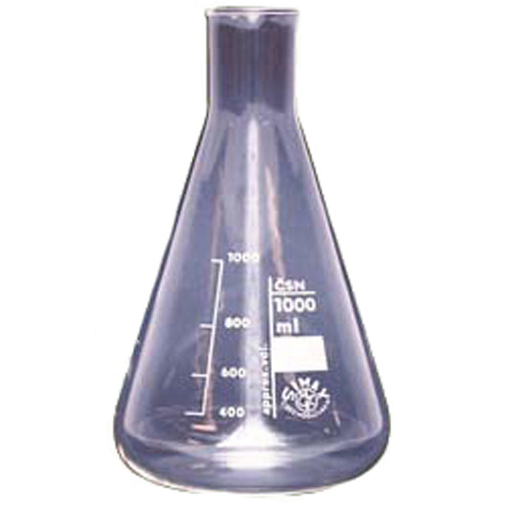 Erlenmeyer 1 Liter Glas, breiter Hals